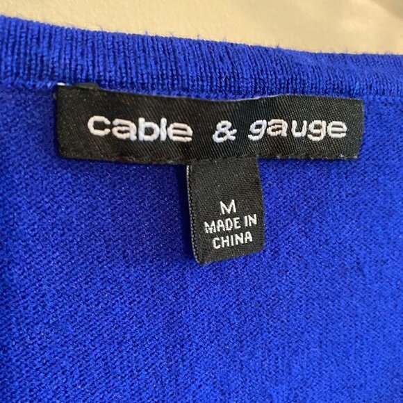 Cable & Gauge Sweater Cobalt Blue Striped Long Sleeve Women's Size Med *FLAW - Picture 3 of 10